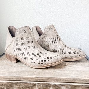 Madden Girl Taupe Laser Cut Faux Suede Booties
